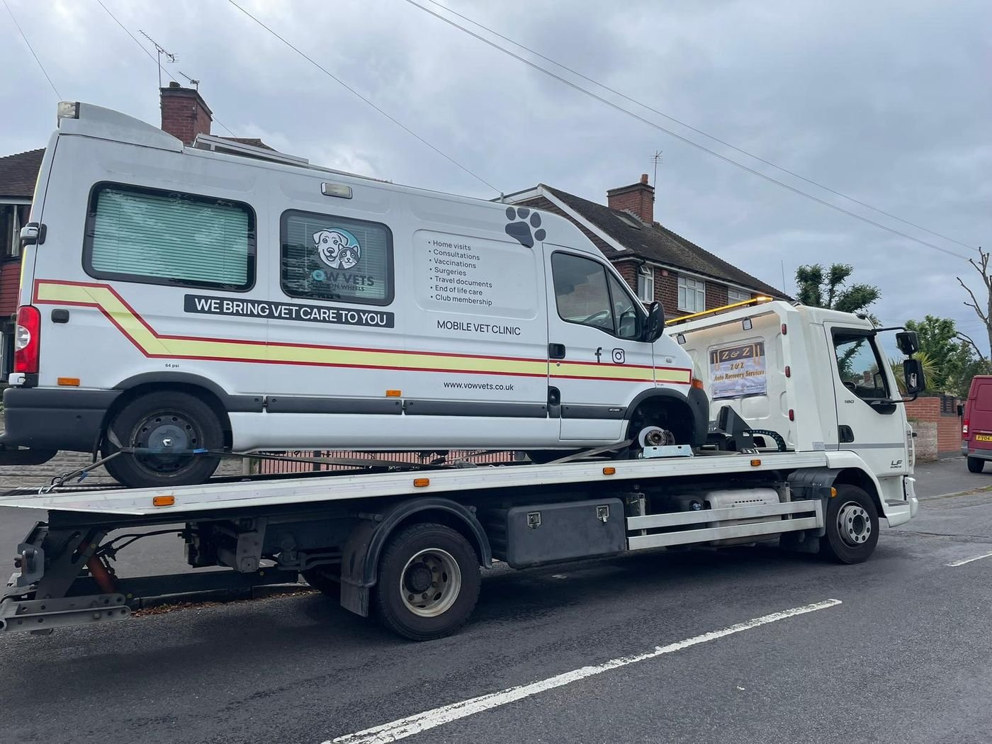 Prestige car loaded onto a Z&Z Auto Recovery flatbed